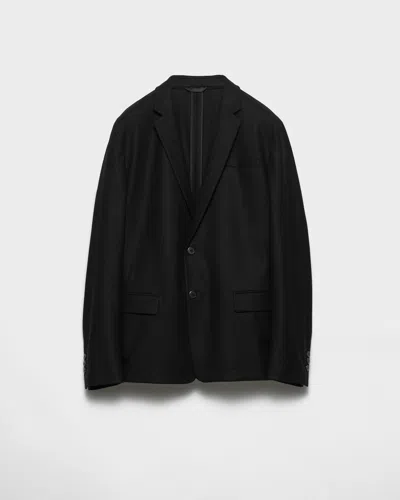 Prada Einreihige Jacke Aus Wollgemisch In Black