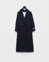 Prada Single-breasted Natté Fabric Coat In Blue