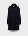 Prada Detachable Collar Single-breasted Coat In Blue