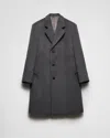 Prada Single-breasted Wool Coat In Slate Gray