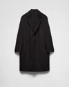 Prada Single-breasted Wool Blend Coat In Black