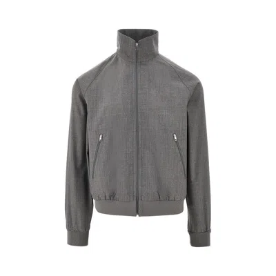 Prada Élange Wool Bomber Jacket In Gray