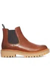 Prada Brown Leather Boots With Elastic Side Panels And Durable Sole In Brown