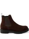 Prada Elastic-panel Suede Chelsea Boots In Brown