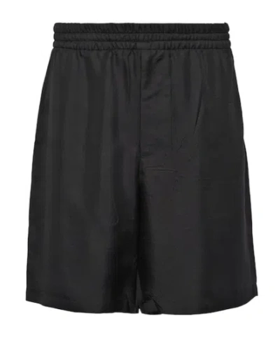 Prada Elastic Rope Belt Shorts In Black