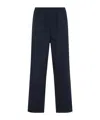 Prada Cotton Straight Leg Trousers With Elastic Waistband In Blue