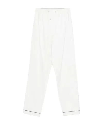 Prada Elastic Waist Casual Pants In White