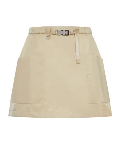 Prada Elastic Waist Midi Skirt In Neutral