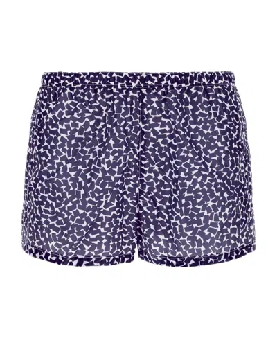 Prada Elastic Waist Printed Swimming Trunks In Blue