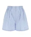 Prada Striped Poplin Bermudas In Blue