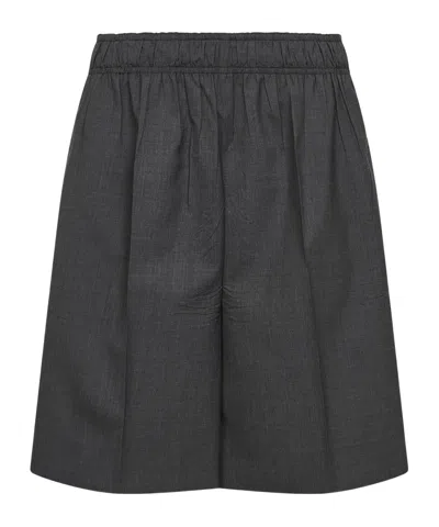 Prada Charcoal Wool Shorts In Black
