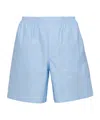 Prada Elastic Waist Shorts In Sky-blue