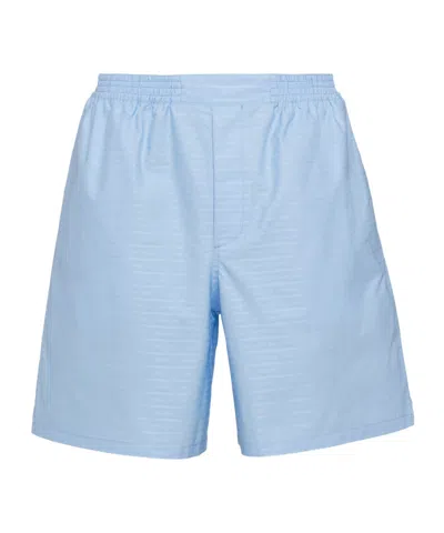 Prada Elastic Waist Shorts In Sky-blue