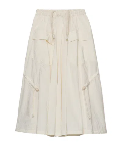 Prada Cotton-blend Midi Skirt In Ivory