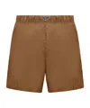 Prada Elastic Waist Swimming Trunks In Brown