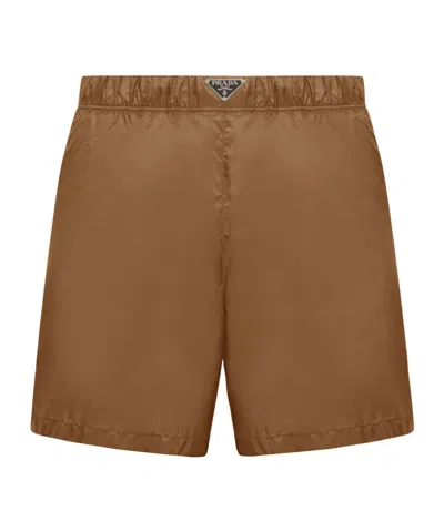 PRADA PRADA TRIANGLE-LOGO MID-RISE SWIM SHORTS