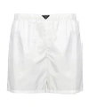 Prada Re-nylon Logo Swim Trunks In White