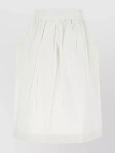 Prada Elastic Waistband Skirt Featuring Side Pockets In White