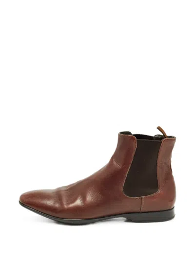 Pre-owned Prada Elasticated Chelsea Boots In Brown