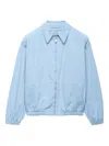 Prada Elasticated-cuff Embroidered-logo Jacket In Blue