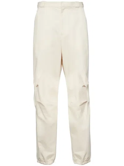Prada Herringbone Tapered Trousers In F0018 Neutral