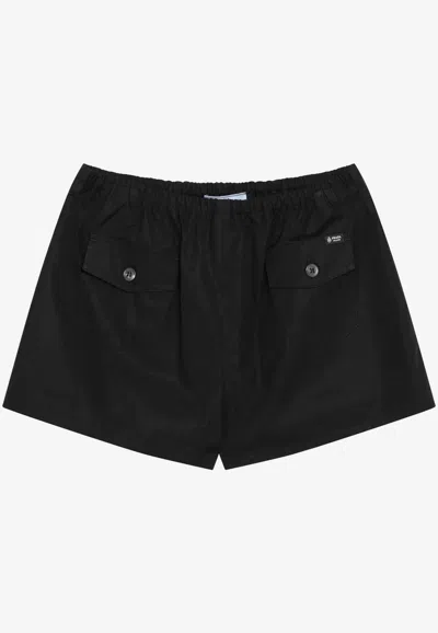 Prada Cotton Poplin Shorts Front And Back Pockets In Black