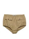 Prada Elasticated Poplin Shorts In Brown