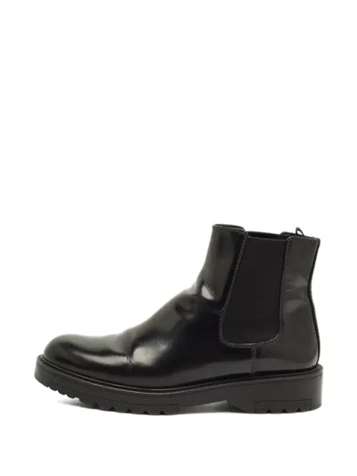 Pre-owned Prada Elasticated Side-panel Chelsea Boots In Black