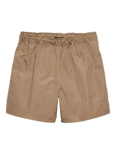 Prada Elasticated-waist Swim Shorts In Brown