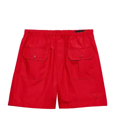 Prada Elasticated-waist Cargo Shorts In Red