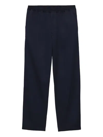 Prada Elasticated-waistband Straight Trousers In Blue