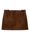 Prada Elasticated-waistband Suede Mini Skirt In Brown
