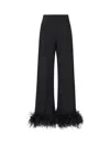 Prada Feathers Cotton Trousers In Black