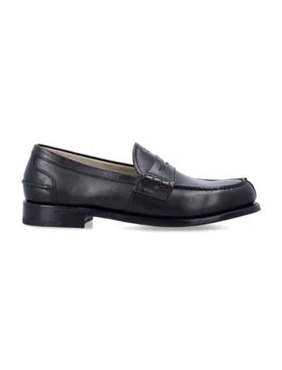 Prada Elegant Leather Loafers In Black