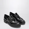 Prada Elegant Loafers For Women With Rubber Sole In Black
