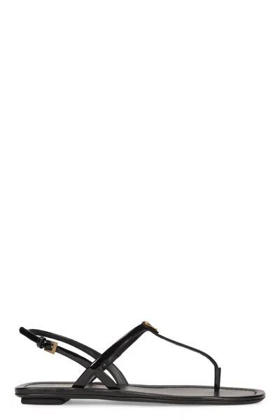 Prada Triangle Logo Patent Leather Thong Sandals In Multi