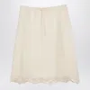 Prada Ivory Silk Skirt In White