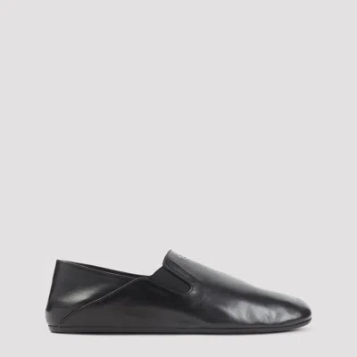 Prada Round Toe Leather Slip On Loafer In Black