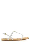 Prada White Leather Sandals In White