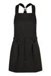 Prada Dress With Button Detail And Pleated Design In Black
