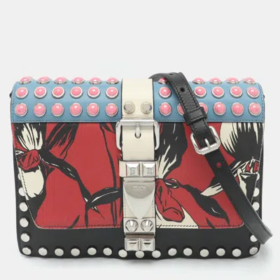 Pre-owned Prada Elektra Embellished Multicolor Leather Shoulder Bag