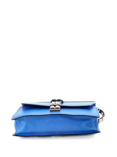 Pre-owned Prada Elektra Shoulder Bag Studded Leather Small Crossbody Bag In Blue