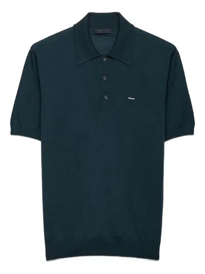 Prada Elevated Polo Shirt For Men In Blue