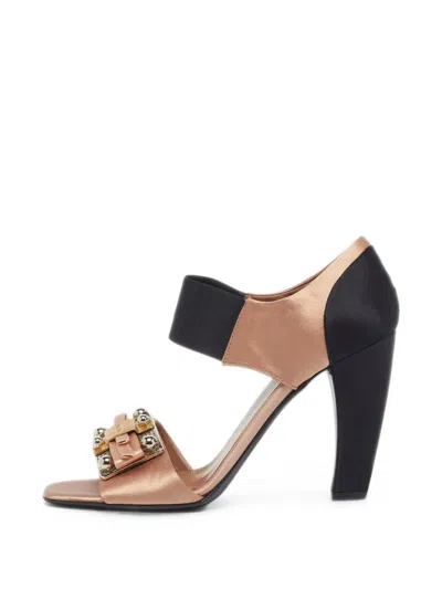 Pre-owned Prada Embellished Ankle-strap Sandals In Gold