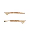 Prada Rhinestone-embellished Hair Slides In Gold