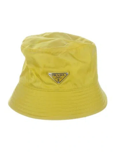 Pre-owned Prada Embellished Bucket Hat In Yellow