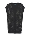 Prada Embellished Cashmere Vest In Coal Gray