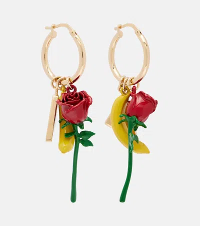 Prada Embellished Enamel Hoop Earrings In Gold