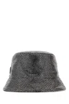 Prada Black Silver Embellished Stud Bucket Hat In Silver