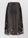 Prada Embellished Floral Knee-length Satin Skirt In Black
